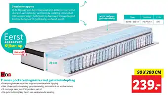 Lidl 7-zones pocketveringmatras met gelschuimtoplaag aanbieding