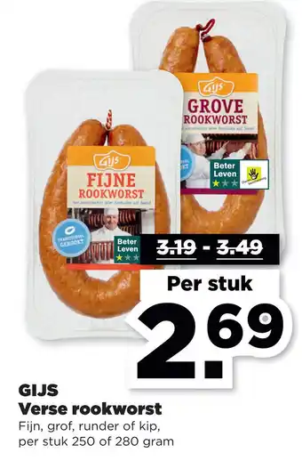 PLUS GIJS Verse rookworst aanbieding