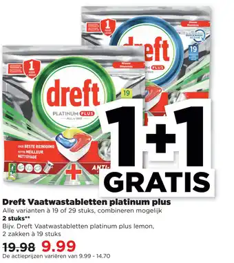 PLUS Dreft Vaatwastabletten platinum plus aanbieding