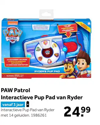 Intertoys PAW Patrol interactief pup pad van Ryder aanbieding