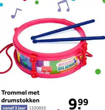 Intertoys Bontempi trommel met drumstokken - rood/wit aanbieding