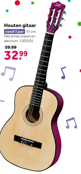 Intertoys Houten speelgoed gitaar - 91 cm aanbieding