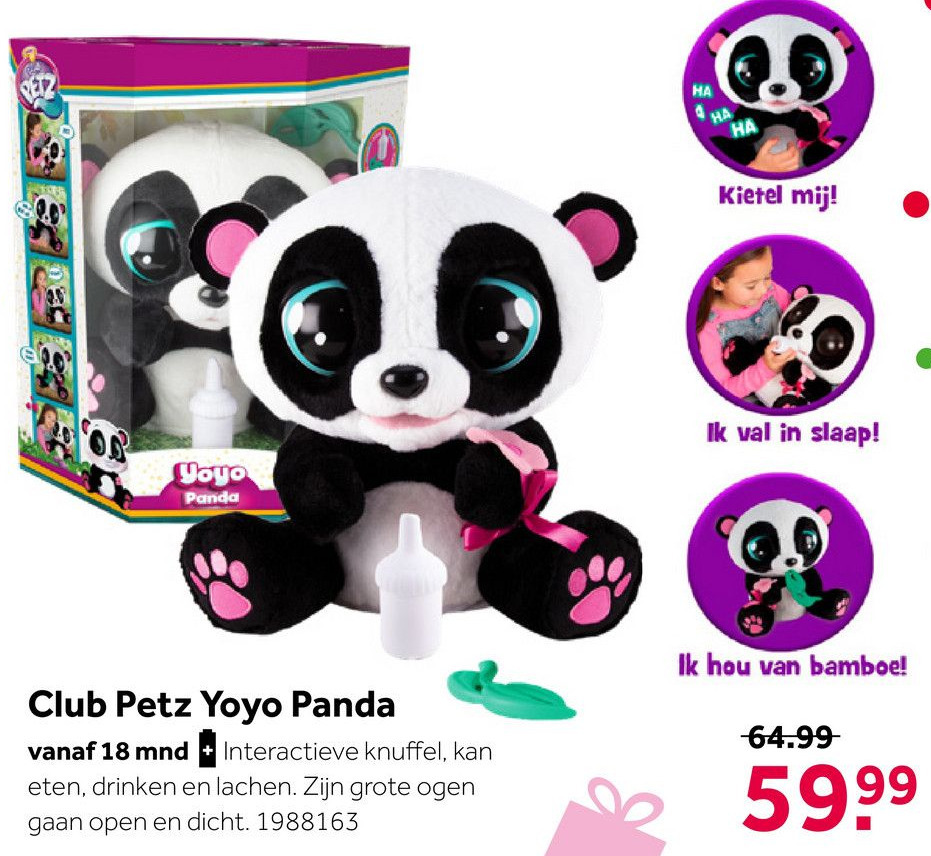Club Petz Yoyo Panda interactieve knuffel aanbieding bij Intertoys