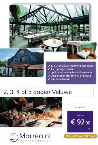 Marrea Hotelarrangementen Minivakanties 2, 3, 4 of 5 dagen Veluwe aanbieding