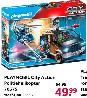 Intertoys PLAYMOBIL City Action politiehelikopter 70575 aanbieding