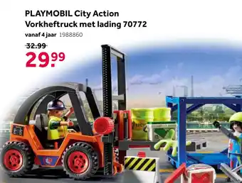 Intertoys PLAYMOBIL City Action vorkheftruck met lading 70772 aanbieding