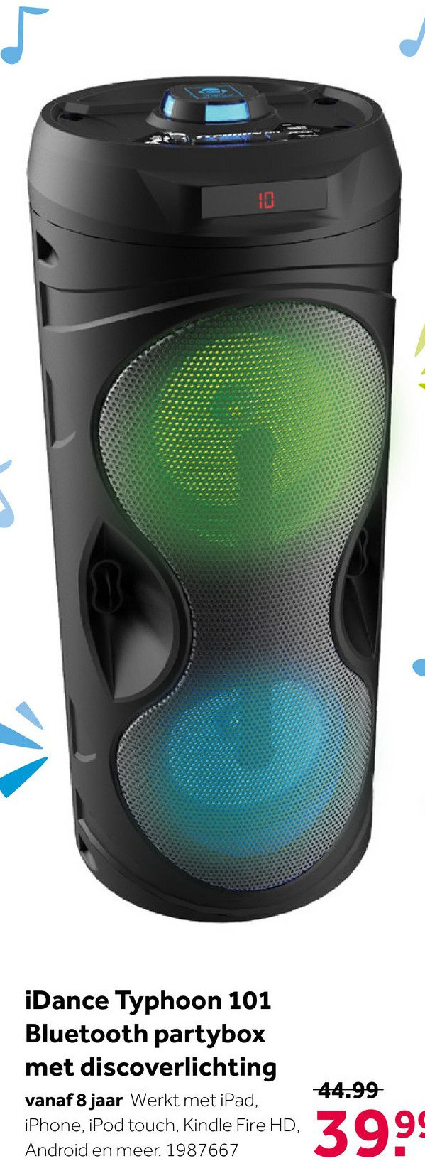 iDance Bluetooth party box met disco verlichting aanbieding bij Intertoys