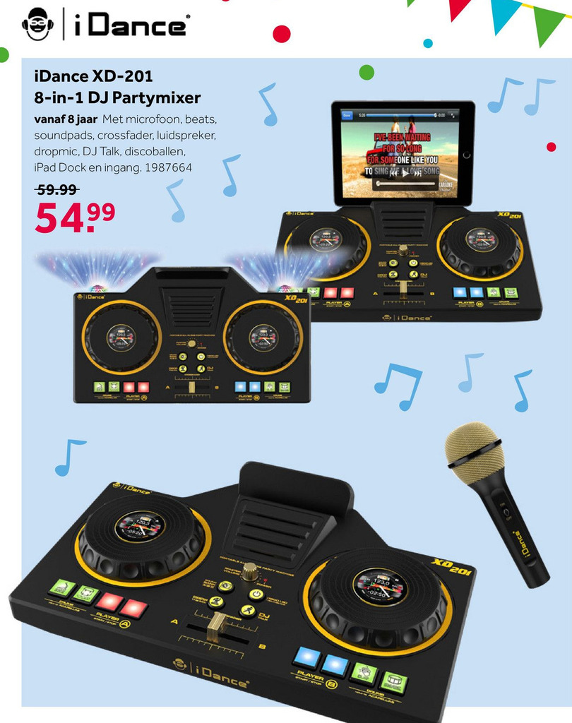 iDance 8in1 partysysteem DJ mixer aanbieding bij Intertoys