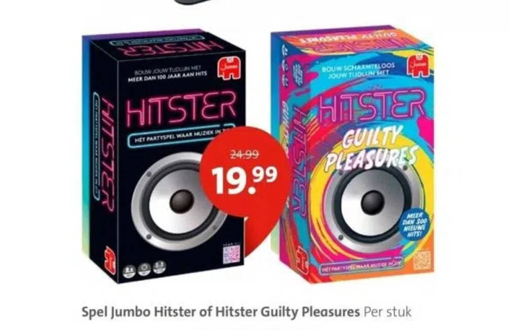 Spel Jumbo Hitster of Hitster Guilty Pleasures aanbieding bij Bruna