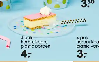 HEMA 4-Pak Herbruikbare Plastic Borden aanbieding