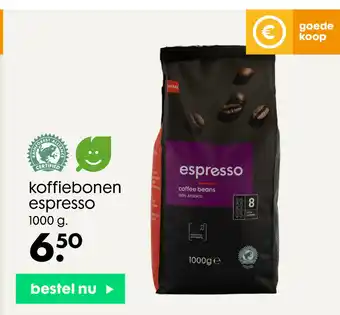 HEMA Koffiebonen Espresso 1000g aanbieding