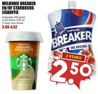 MCD Supermarkt MELKUNIE BREAKER EN/OF STARBUCKS IJSKOFFIE aanbieding