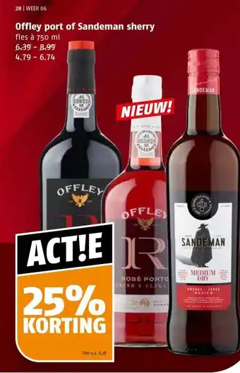 Poiesz Offley port of Sandeman sherry aanbieding