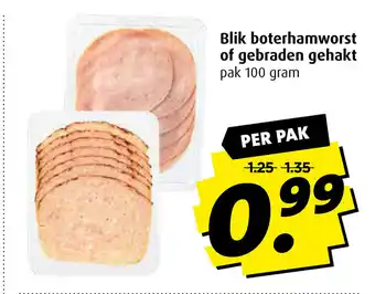 Boni Blik boterhamworst of gebraden gehakt 100g aanbieding