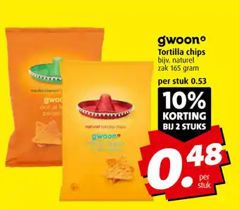 Boni Gwoon Tortilla chips 165g aanbieding