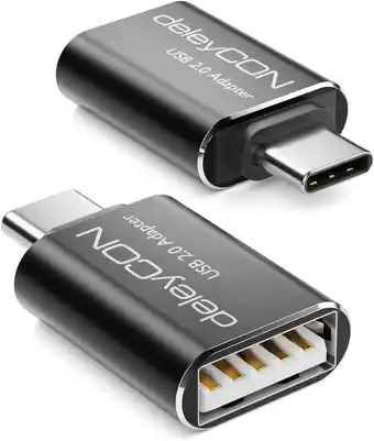 Amazon deleyCON 2 Stuks USB naar USB C-adapters met OTG - Aluminium - A Vrouwelijk naar C Mannelijk - USB 2.0 - voor Apple Samsung G aanbieding