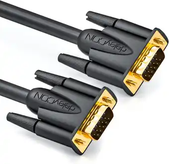 Amazon deleyCON 0,5m VGA-Kabel 15-Pins - S-VGA-Monitorkabel D-Sub-Stekker 1080p Full HD 3-Voudig Afgeschermd Knikbeveiliging Verguld aanbieding