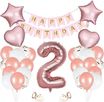 Amazon Vicloon 2e verjaardagsfeestje decoratie, Happy Birthday-banner, roségoud, verjaardagsdecoratiepakket voor jongens en meisjes, aanbieding