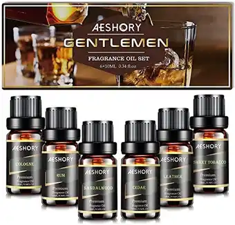 Amazon AESHORY Natuurlijke Etherische Oliën voor Mannen 6x10ml, Mannen Aromaolie Geurolie Set voor Diffuser, Zeepkaarsen, Massage, K aanbieding