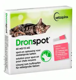 Pets Place Dronspot Spot-On Kat >2.5 - 5 Kg - Anti wormenmiddel - 2 pip 2.5 - 5 Kg M aanbieding