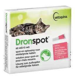 Pets Place Dronspot Spot-On Kat >2.5 - 5 Kg - Anti wormenmiddel - 2 pip 2.5 - 5 Kg M aanbieding