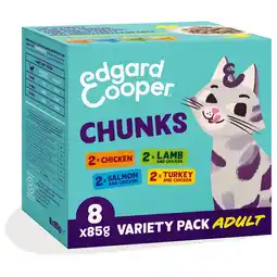 Pets Place Edgard&Cooper Multipack Chunks - Kattenvoer - Kip Zalm Lam 8x85 g aanbieding