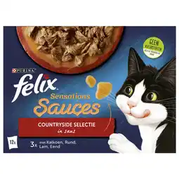 Pets Place Felix Multipack Sensations Sauces Countryside Selectie - Kattenvoer - Kalkoen Rund Lam 12x85 g aanbieding