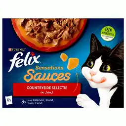 Pets Place Felix Multipack Sensations Sauces Countryside Selectie - Kattenvoer - Kalkoen Rund Lam 12x85 g aanbieding