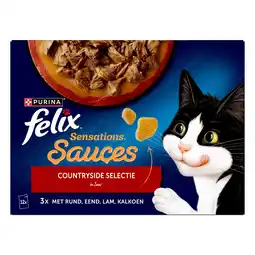 Pets Place Felix Multipack Sensations Sauces Countryside Selectie - Kattenvoer - Kalkoen Rund Lam 12x85 g aanbieding