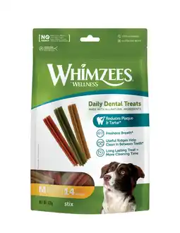 Pets Place Whimzees Stix Stazak - Hondensnacks - Dental 14 stuks Medium aanbieding