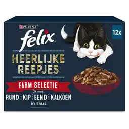 Pets Place Felix Maaltijdzakjes Heerlijke Reepjes Farm Selectie Box - Kattenvoer - Rund Kip Eend 12x85 g aanbieding