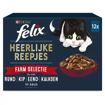 Pets Place Felix Maaltijdzakjes Heerlijke Reepjes Farm Selectie Box - Kattenvoer - Rund Kip Eend 12x85 g aanbieding