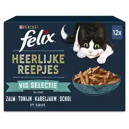 Pets Place Felix Maaltijdzakjes Heerlijke Reepjes Vis Selectie Box - Kattenvoer - Zalm Tonijn Kabeljauw 12x85 g aanbieding