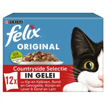 Pets Place Felix Multipack Original Countryside In Gelei - Kattenvoer - Rund Kip Konijn 12x85 g aanbieding