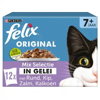 Pets Place Felix Multipack Original Mix Selectie In Gelei 7+ Senior - Kattenvoer - Rund Kip Kalkoen 12x85 g aanbieding