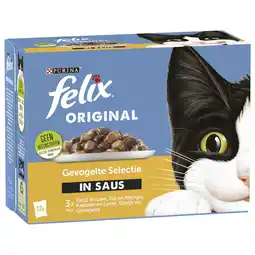 Pets Place Felix Multipack Original Gevogelte Selectie In Saus - Kattenvoer - Eend Kip Kalkoen 12x85 g aanbieding