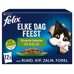 Pets Place Felix Multipack Elke Dag Feest Groente Selectie In Gelei - Kattenvoer - Rund Kip Zalm 12x85 g aanbieding