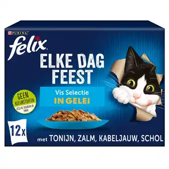 Pets Place Felix Multipack Elke Dag Feest Vis In Gelei - Kattenvoer - Tonijn Zalm Schol 12x85 g aanbieding