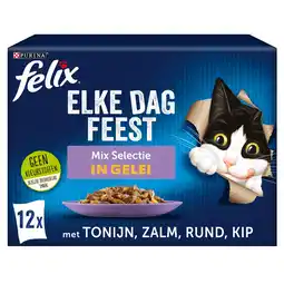 Pets Place Felix Multipack Elke Dag Feest Mix Selectie In Gelei - Kattenvoer - Rund Kip Tonijn 12x85 g aanbieding