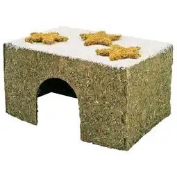 Pets Place Jr Farm Hooihuis Met Ster - Knaagdiersnack - 21.5x38.5x25 cm 600 g aanbieding