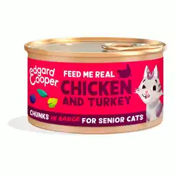 Pets Place Edgard&Cooper Senior Chunks - Kattenvoer - Kip Kalkoen 85 g aanbieding