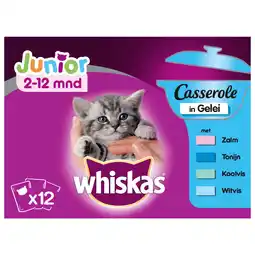 Pets Place Whiskas Casserole Junior - Kattenvoer - Vis Gelei 12x85 g aanbieding