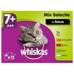 Pets Place Whiskas 7+ Mix In Saus Maaltijdzakjes Multipack - Kattenvoer - 12x100 g aanbieding