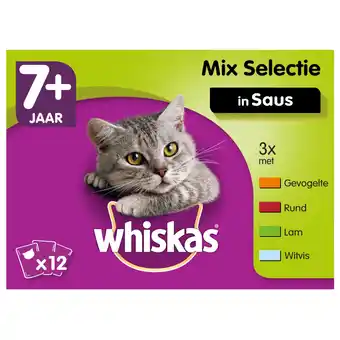 Pets Place Whiskas 7+ Mix In Saus Maaltijdzakjes Multipack - Kattenvoer - 12x100 g aanbieding