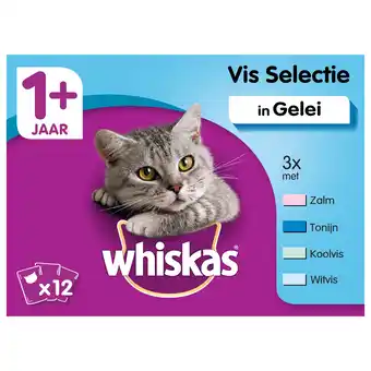 Pets Place Whiskas 1+ Vis Selectie In Gelei Maaltijdzakjes Multipack - Kattenvoer - 12x100 g aanbieding