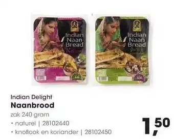 HANOS Indian Delight Naanbrood 240gram aanbieding