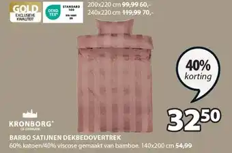 Jysk BARBO SATIJNEN DEKBEDOVERTREK aanbieding