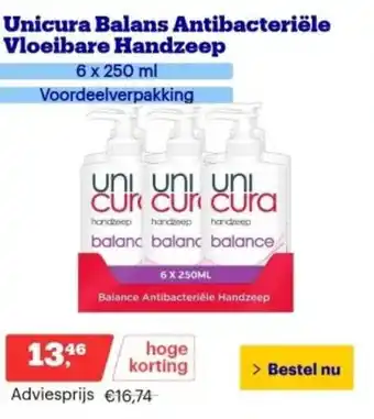 Bol.com Unicura Balans Antibacteriële Vloeibare Handzeep 6 x 250mL aanbieding