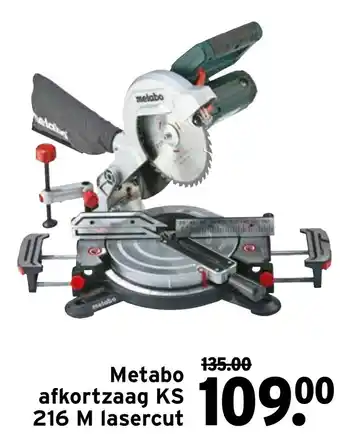 GAMMA Metabo afkortzaag KS 216 M lasercut aanbieding