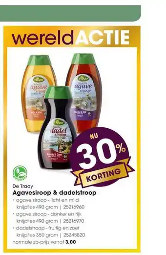 HANOS De Traay Agavesiroop and Dadelstroop 490gram aanbieding